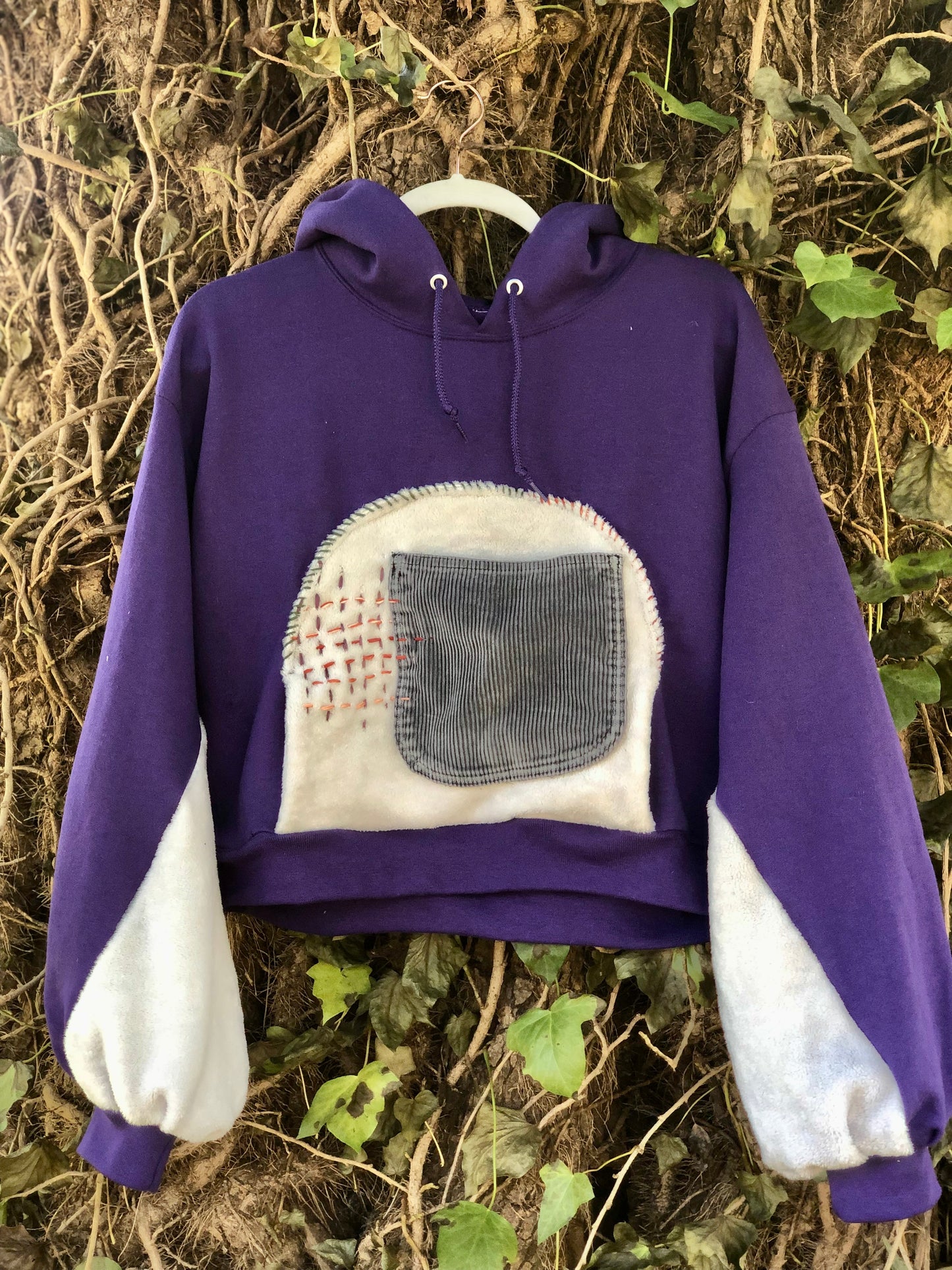 Cropped Purple Fuzz Hoodie