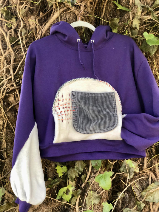 Cropped Purple Fuzz Hoodie